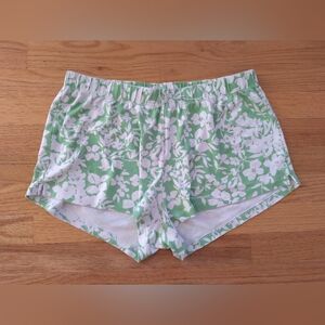 Lake Pajamas Floral Green and White Shorts Medium